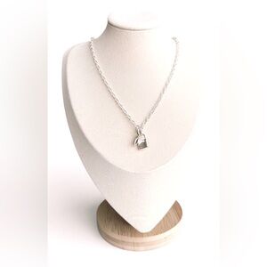 Elegant Silver Necklace with Lock Pendant + Heart Charm